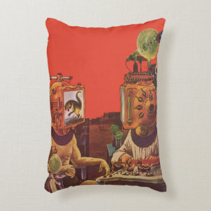 Almofada Decorativa Ficção Científica Vintage, Capacetes Alien Steam P