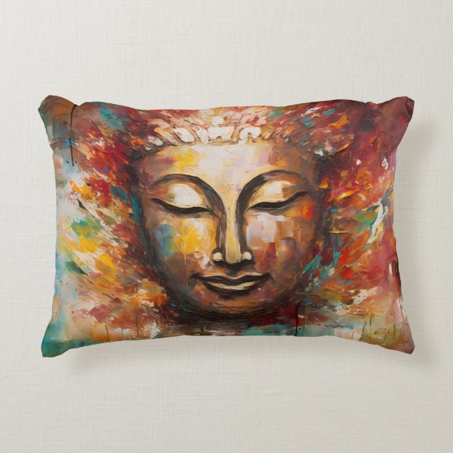 Almofada Decorativa Fiery Serenity - Arte Expressionista Buda (Frente)
