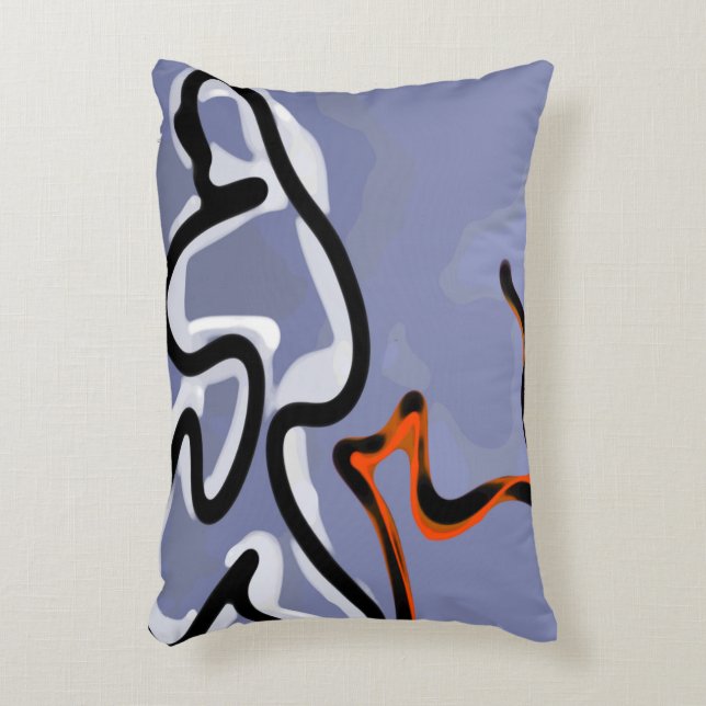 Almofada Decorativa Figura com Feline: Abstrato azul, laranja, B e W (Frente(Vertical))