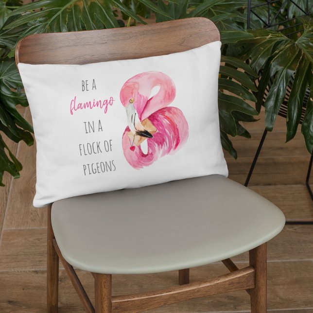 Almofada Decorativa Flamingo, Cor de Água Rosa Moderna, Com Citação (Criador carregado)