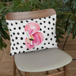 Almofada Decorativa Flamingo e pontos cor-de-água rosa moderna<br><div class="desc">Flamingo e pontos cor-de-água rosa moderna</div>