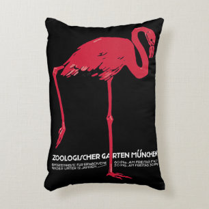 Almofada Decorativa Flamingo Rosa Antigo no Zoológico de Munique na Al
