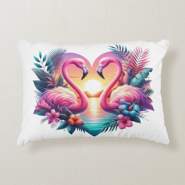 Almofada Decorativa Flamingo Sunset Travesseiro (Frente)