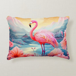 Almofada Decorativa Flamingo Tropical com Flores