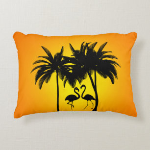 Almofada Decorativa Flamingo Tropical E Palmeiras Cênicas Solares