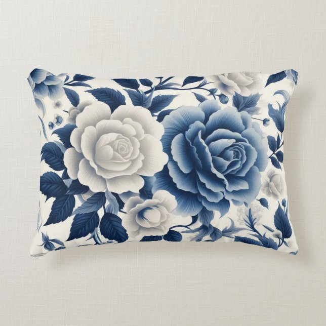 Almofada Decorativa Fleurs bleue et blanches (Frente)