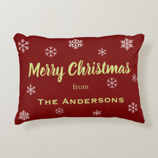 Almofada Decorativa Floco de Neve Rústico Natal Personalizado Vermelho