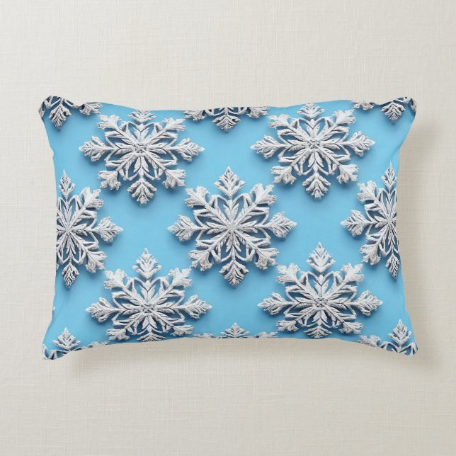 Almofada Decorativa flocos de neve 3d (Frente)