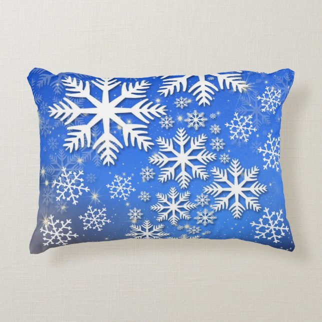 Almofada Decorativa Flocos de neve e estrelas (Frente)