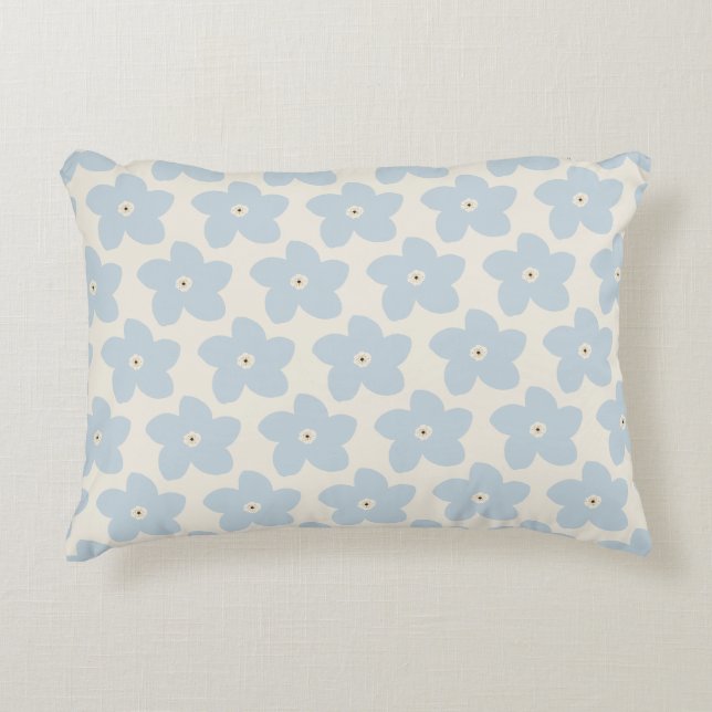 Almofada Decorativa Flor Azul Claro e Creme Retro (Frente)