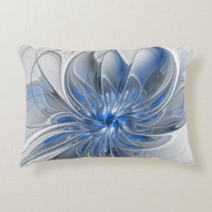 Almofada Decorativa Flor de Arte Fracionada com Cinza Azul abstrato