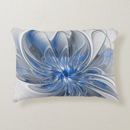 Almofada Decorativa Flor de Arte Fracionada com Cinza Azul abstrato