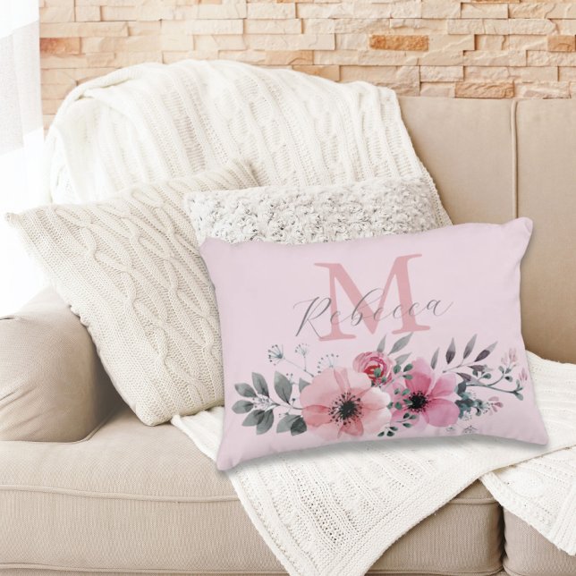 Almofada Decorativa Flor de cor rosa-d-água, cor-de-rosa, branco-chic  (Criador carregado)
