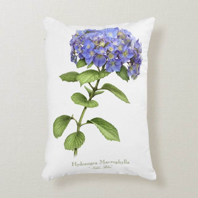 Almofada Decorativa Flor de Hydrangea Azul (Frente(Vertical))