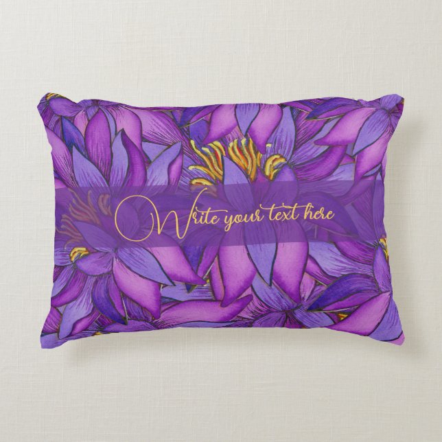 Almofada Decorativa Flor de Lotus Pintado À Mão (Frente)