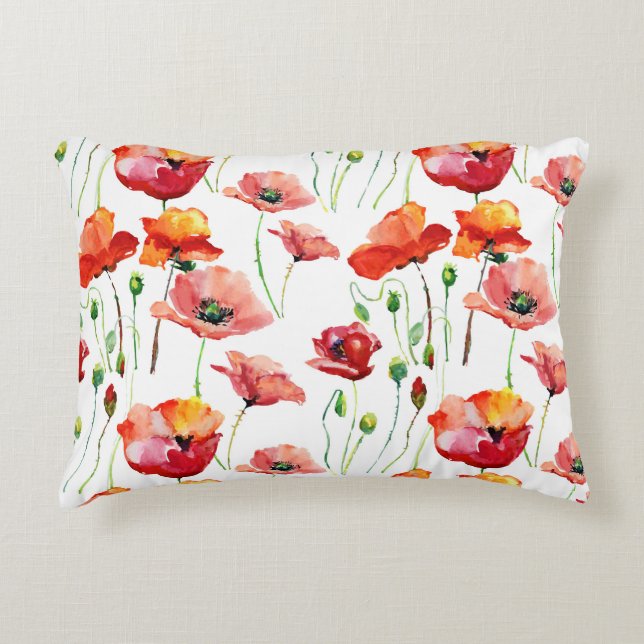 Almofada Decorativa Flor De Papoila: Simples Fundo Sem Olhos. (Frente)