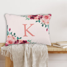 Flor de Rosa Burgundy Rosa Boho Aquarela Monograma