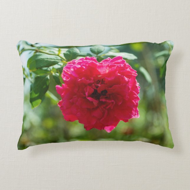 Almofada Decorativa flor de rosa vermelha (Frente)
