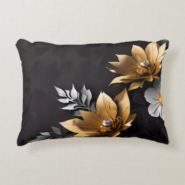 Almofada Decorativa Flor Dourado e Prateado