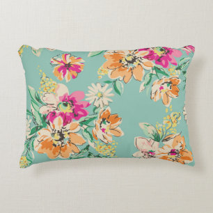 Almofada Decorativa flor esboçada em cores brilhantes - retrato sem so