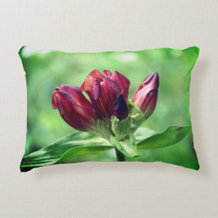 Almofada Decorativa Flor Gentiano Vermelho Em Bloqueio Fechado