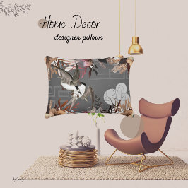 Almofada Decorativa Florais, Pássaros, Cinzas De Trás