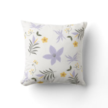 Almofada Decorativa Floral Amarela e Roxa Suave