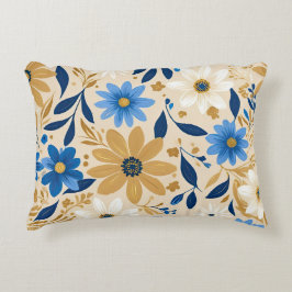 Almofada Decorativa floral azul e dourado
