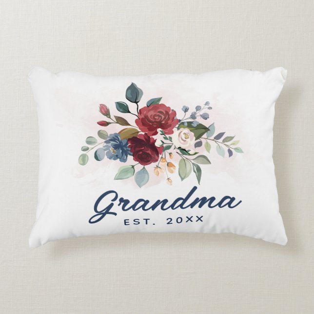 Almofada Decorativa Floral Bloom Script Vovó Personalizado (Frente)