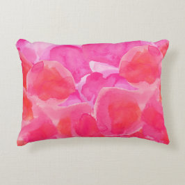 Almofada Decorativa Floral de Aquarela Rosa Quente