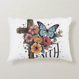Almofada Decorativa Floral Faith Cross