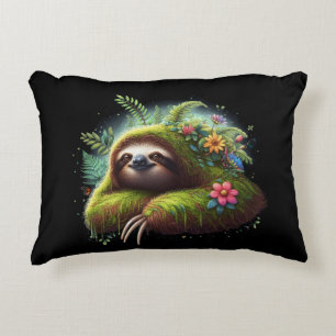 Almofada Decorativa Floral Sloth Travesseiro - Relaxando o Travesseiro