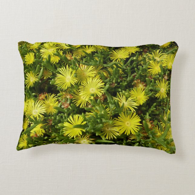 Almofada Decorativa Flores Amarelas Da Planta De Gelo ouro (Verso)