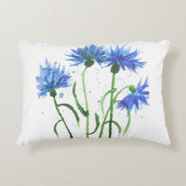 Almofada Decorativa Flores azuis Cornflower aquarelas bonito