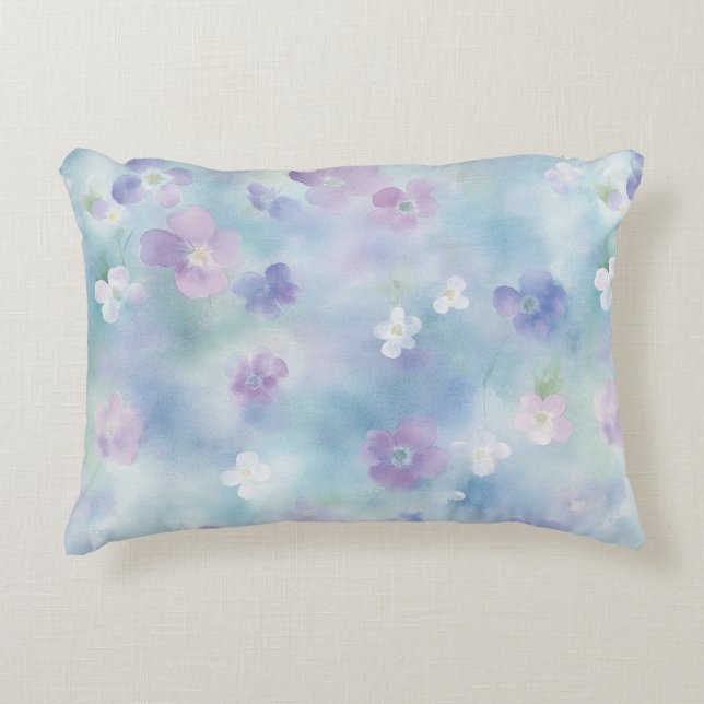 Almofada Decorativa Flores brancas de Lavanda Bonito romântica (Frente)