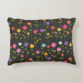 Almofada Decorativa Flores coloridas, pretas