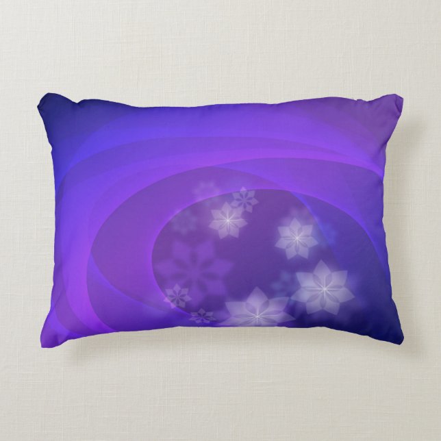 Almofada Decorativa Flores De abstrato No Fundo Do Indigo Dobrado (Frente)