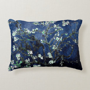Almofada Decorativa Flores de Amendoeira de Van Gogh Azul Meia-Noite