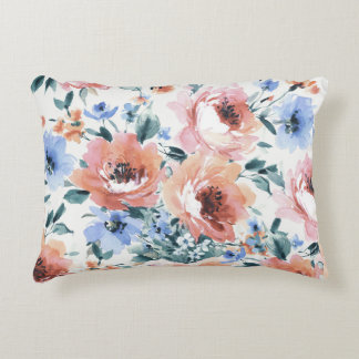 Almofada Decorativa Flores de aquarela, ilustração uniforme de padrões