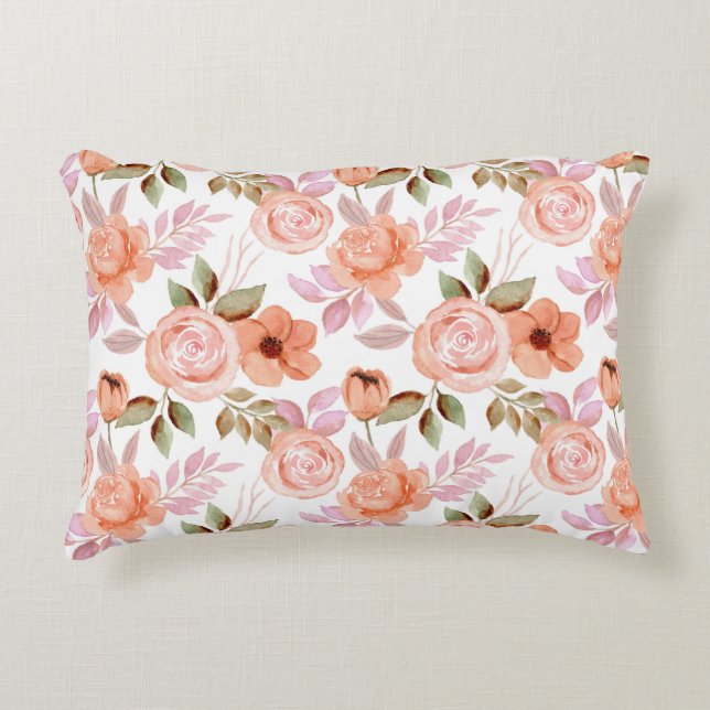 Almofada Decorativa Flores de aquarela rosa (Frente)