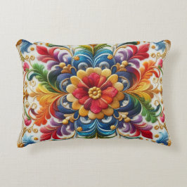 Almofada Decorativa Flores de Arco-Íris Bordado Parecendo Desenho Flor