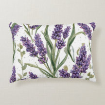 Flores de Lavanda Roxa Botânica Aquarela