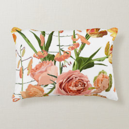 Almofada Decorativa Flores de lírios brilhantes laranja.