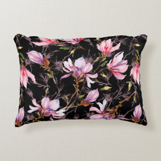 Almofada Decorativa Flores de magnólia cor-de-rosa com padrão de galho