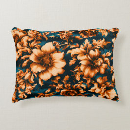 Almofada Decorativa Flores de Ouro refinadas e luxuosas, folhas em azu