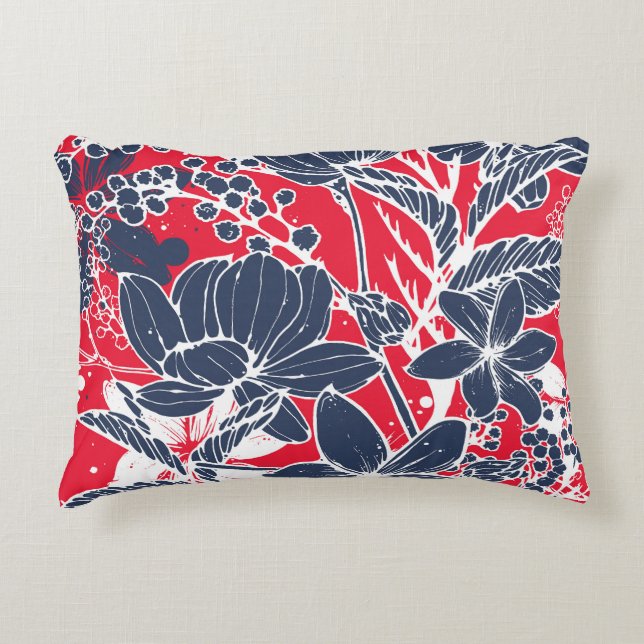 Almofada Decorativa Flores Desenhadas À Mão, Padrão Elegante. (Frente)