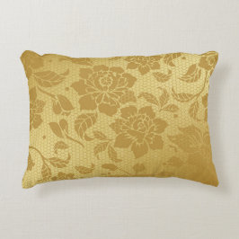 Almofada Decorativa Flores Florais Elegante do Ouro Dourado Honeycomb