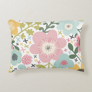 Almofada Decorativa Flores Modernas Florais Rosa Azul Amarelo