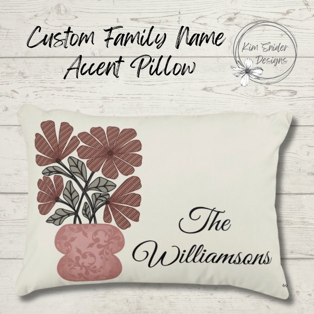 Almofada Decorativa Flores Rosa Com Nome (Criador carregado)