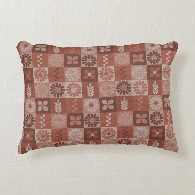Almofada Decorativa Flores Rustic Brown Burlap Deixam Travesseiro de D (Frente)